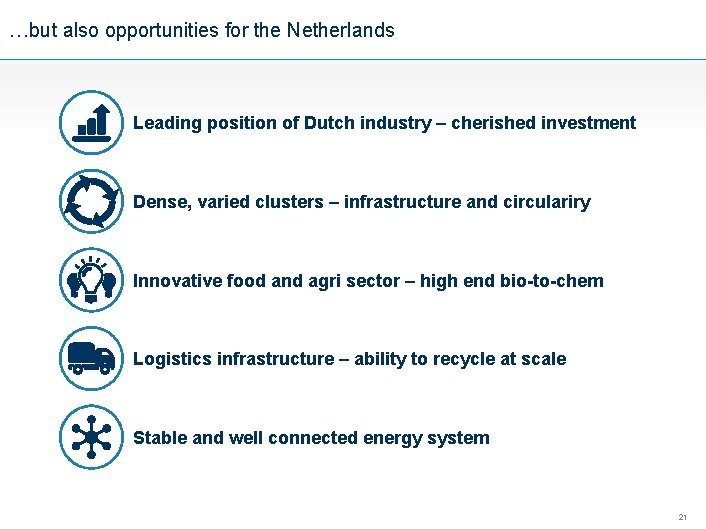 …but also opportunities for the Netherlands Leading position of Dutch industry – cherished investment