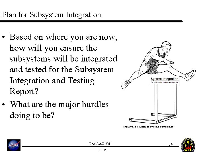 Plan for Subsystem Integration • Based on where you are now, how will you