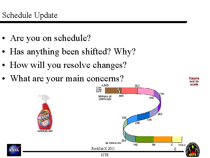 Schedule Update • • Are you on schedule? Has anything been shifted? Why? How
