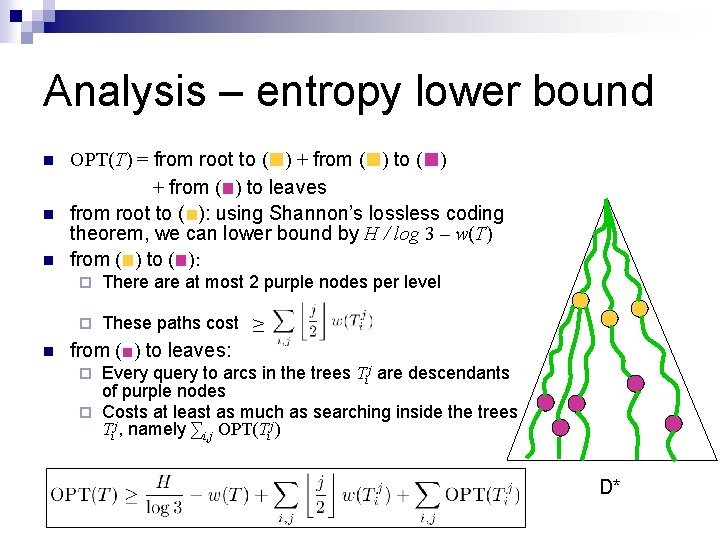 Analysis – entropy lower bound n n OPT(T) = from root to (■) + Analysis – entropy lower bound n n OPT(T) = from root to (■) +