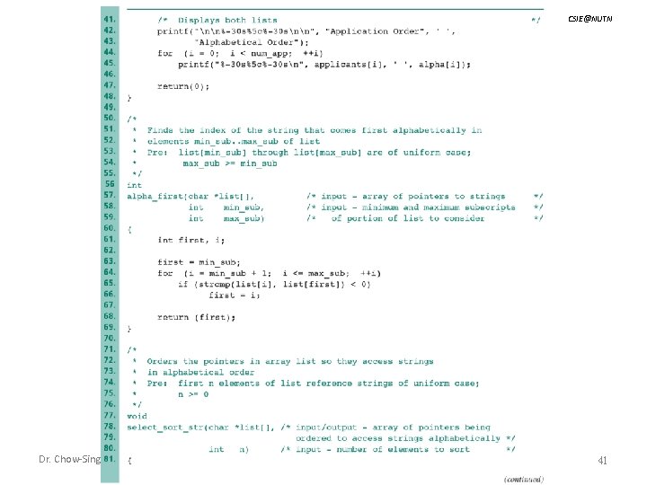 CSIE@NUTN Example 9. 7(cont. ) Dr. Chow-Sing Lin Strings - CH 9 41 