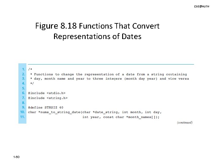 CSIE@NUTN Figure 8. 18 Functions That Convert Representations of Dates 1 -60 
