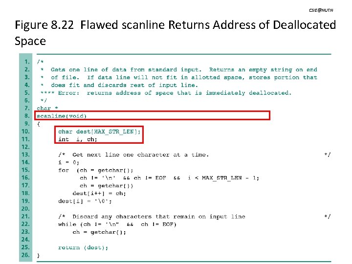 CSIE@NUTN Figure 8. 22 Flawed scanline Returns Address of Deallocated Space Dr. Chow-Sing Lin