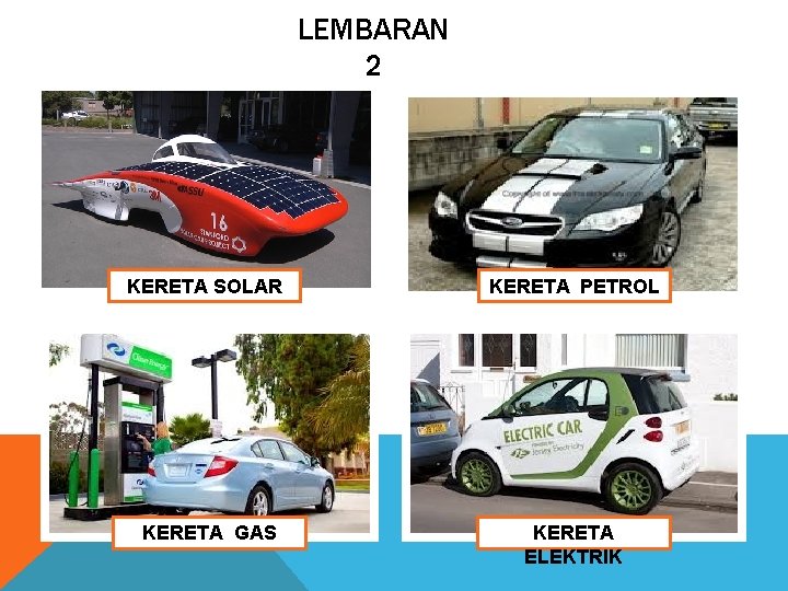 LEMBARAN 2 KERETA SOLAR KERETA PETROL KERETA GAS KERETA ELEKTRIK 