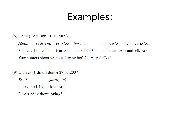 Examples: 