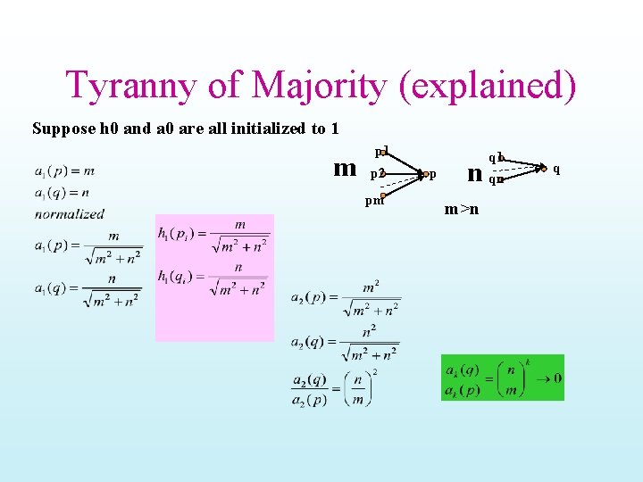Tyranny of Majority (explained) Suppose h 0 and a 0 are all initialized to