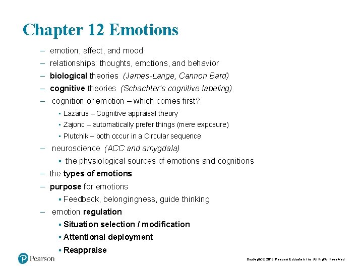 2 Chapter 12 Emotions – emotion, affect, and mood – relationships: thoughts, emotions, and