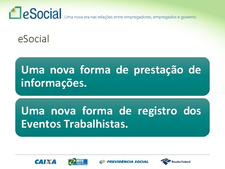 e. Social Uma nova forma de prestação de informações. Uma nova forma de registro