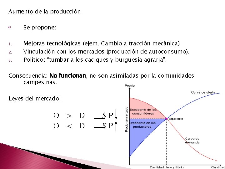 Aumento de la producción 1. 2. 3. Se propone: Mejoras tecnológicas (ejem. Cambio a