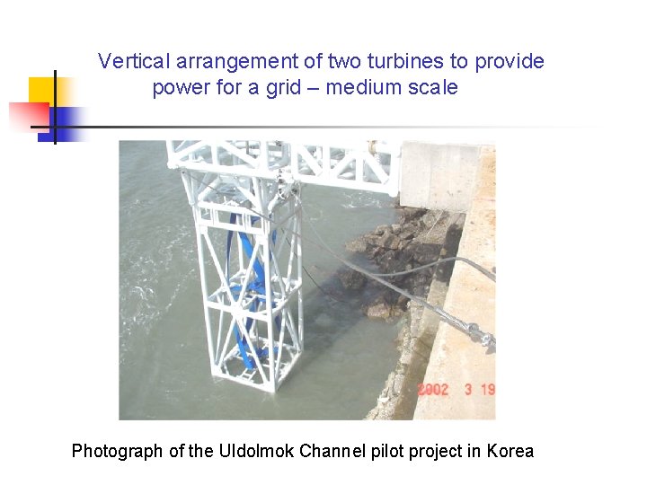 Vertical arrangement of two turbines to provide power for a grid – medium scale