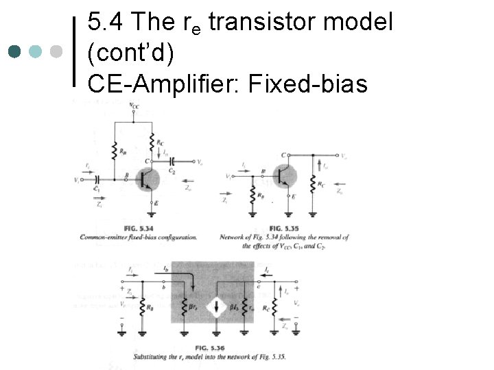 5. 4 The re transistor model (cont’d) CE-Amplifier: Fixed-bias 5. 4 The re transistor model (cont’d) CE-Amplifier: Fixed-bias