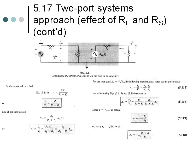 5. 17 Two-port systems approach (effect of RL and RS) (cont’d) 5. 17 Two-port systems approach (effect of RL and RS) (cont’d)