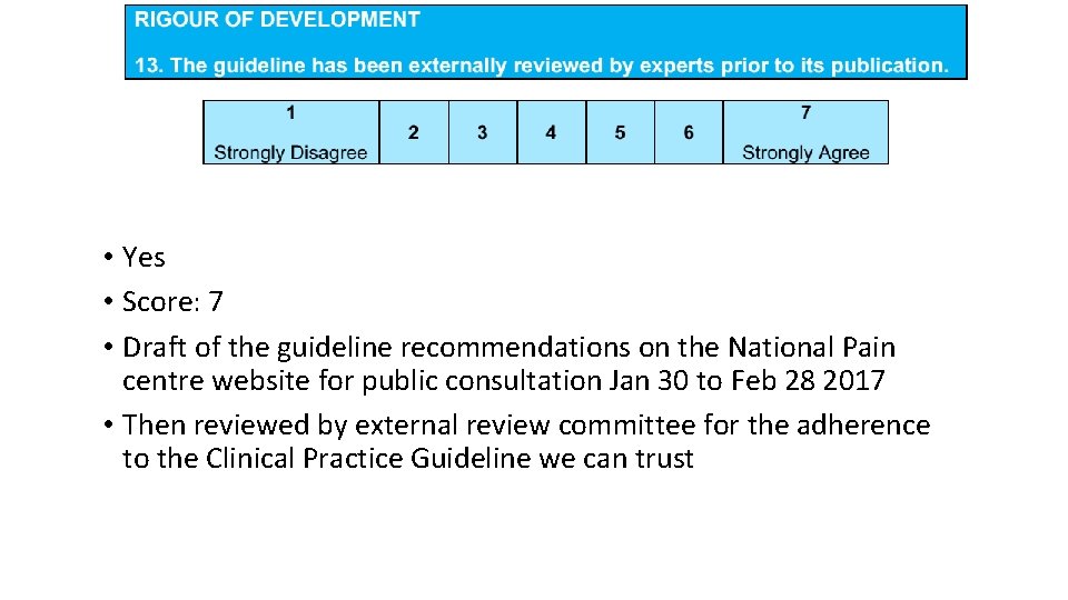  • Yes • Score: 7 • Draft of the guideline recommendations on the