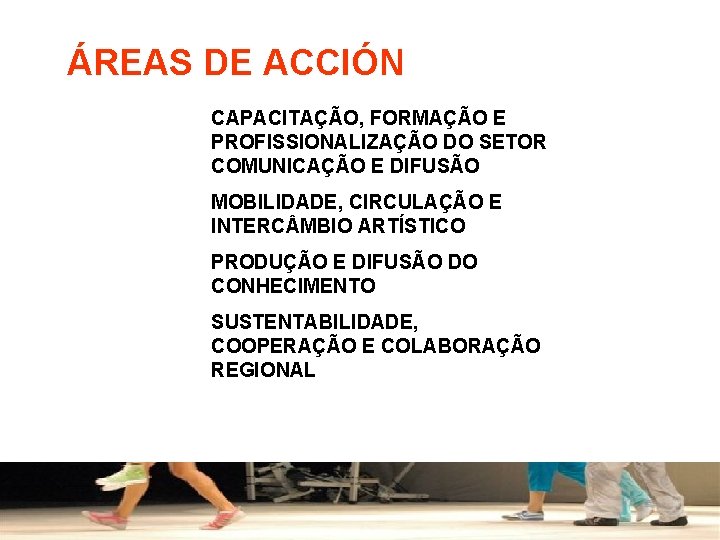 ÁREAS DE ACCIÓN CAPACITAÇÃO, FORMAÇÃO E PROFISSIONALIZAÇÃO DO SETOR COMUNICAÇÃO E DIFUSÃO ÁREAS DE