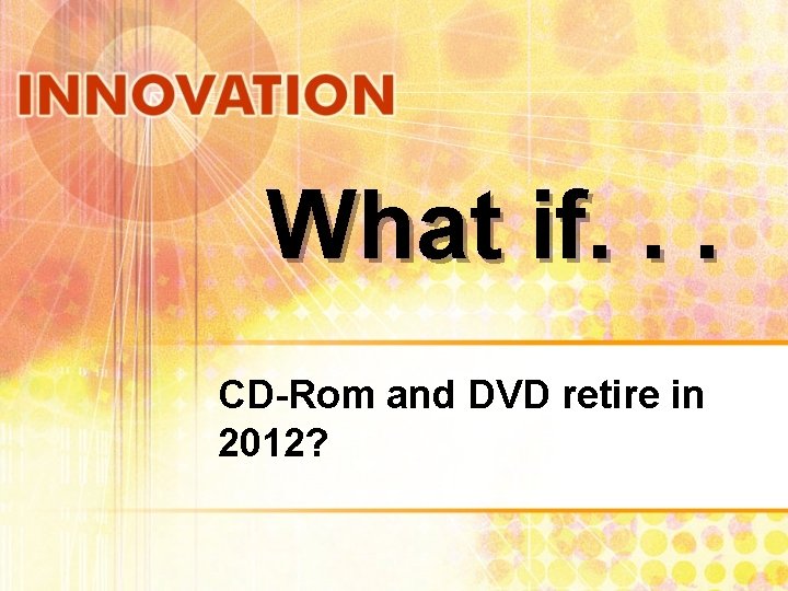 What if. . . CD-Rom and DVD retire in 2012? 