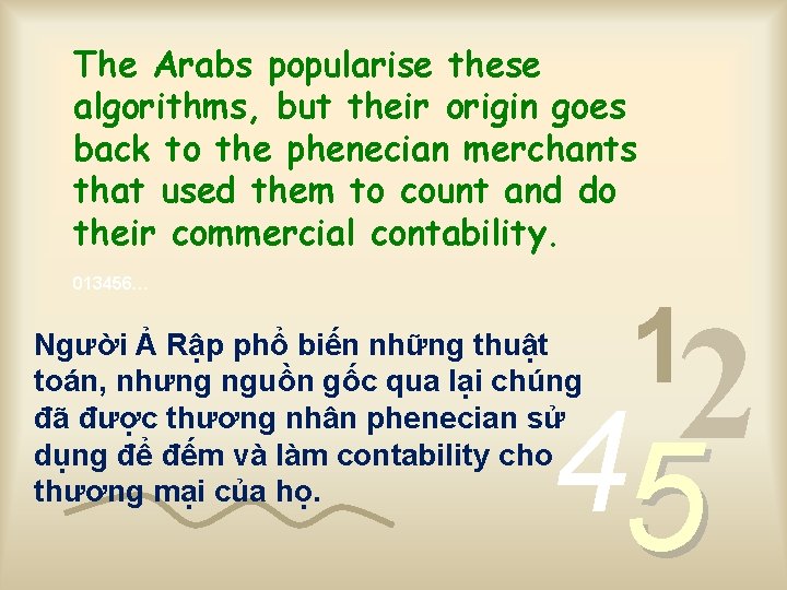The Arabs popularise these algorithms, but their origin goes back to the phenecian merchants