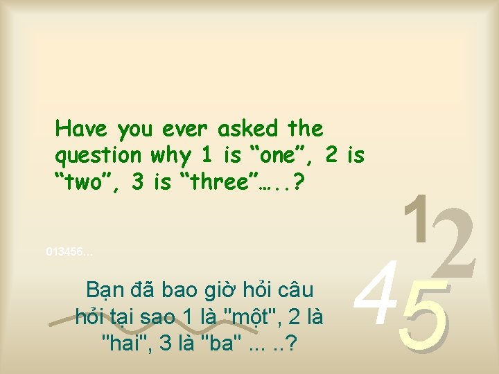Have you ever asked the question why 1 is “one”, 2 is “two”, 3
