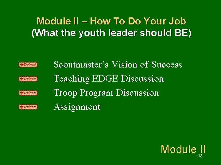 Module II – How To Do Your Job (What the youth leader should BE)