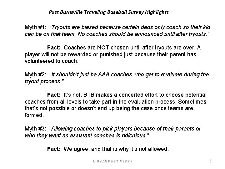 Past Burnsville Traveling Baseball Survey Highlights Myth #1: “Tryouts are biased because certain dads