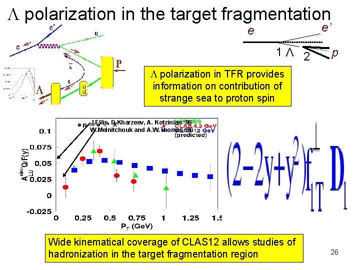 L polarization in the target fragmentation e’ e 1Λ 2 x. F - momentum