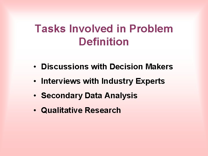 Tasks Involved in Problem Definition • Discussions with Decision Makers • Interviews with Industry