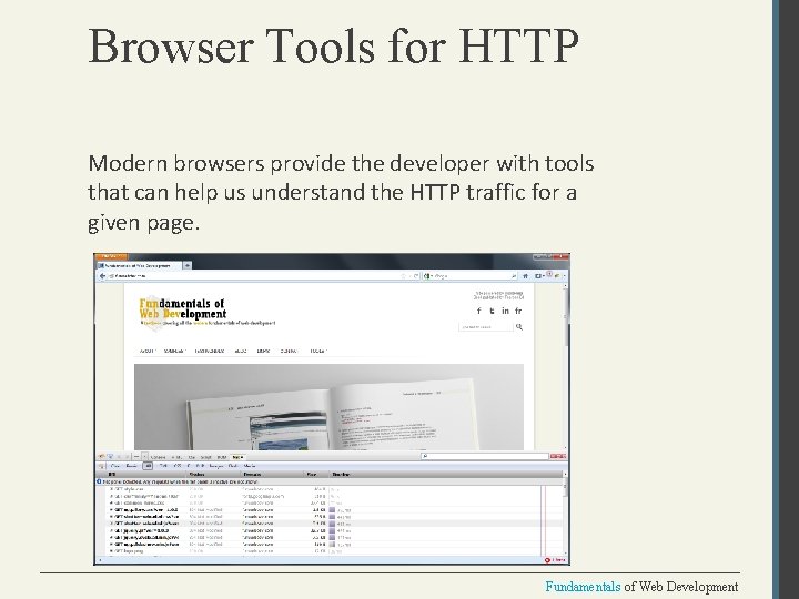 Browser Tools for HTTP Modern browsers provide the developer with tools that can help