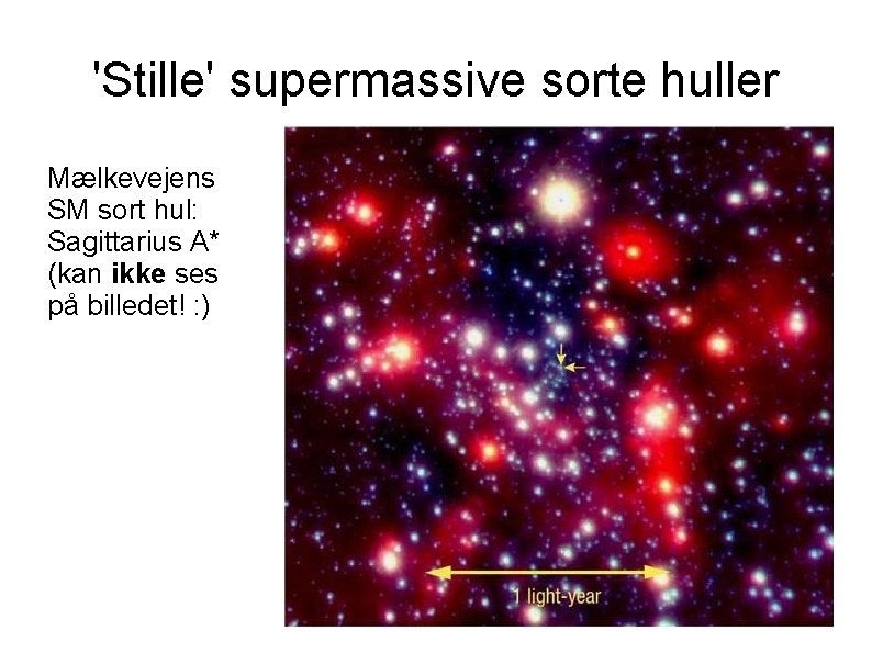 'Stille' supermassive sorte huller Mælkevejens SM sort hul: Sagittarius A* (kan ikke ses på