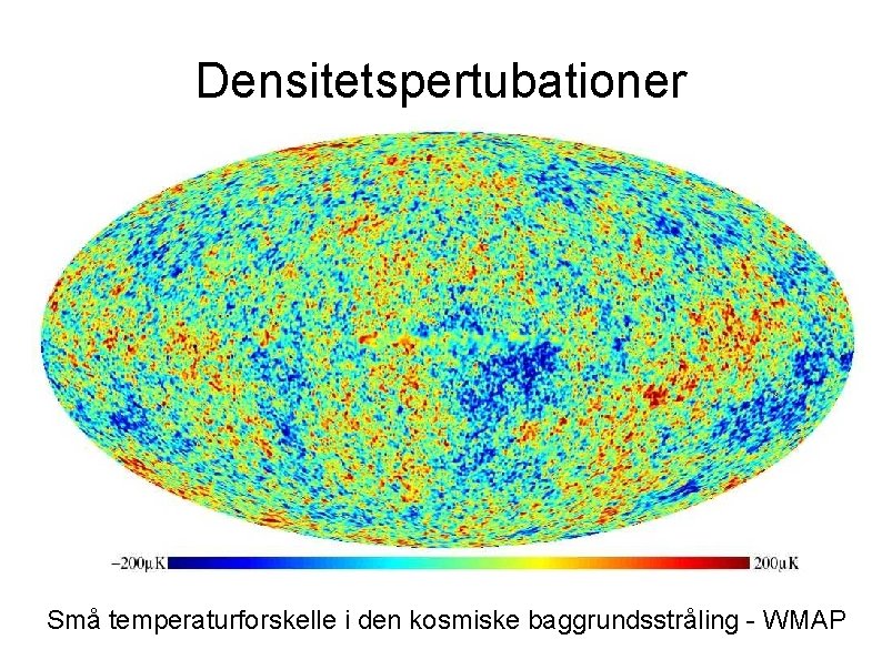 Densitetspertubationer Små temperaturforskelle i den kosmiske baggrundsstråling - WMAP 