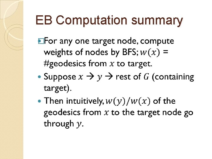 EB Computation summary � 