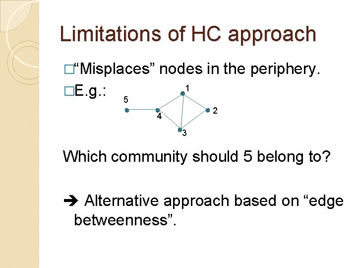 Limitations of HC approach �“Misplaces” �E. g. : nodes in the periphery. 1 5