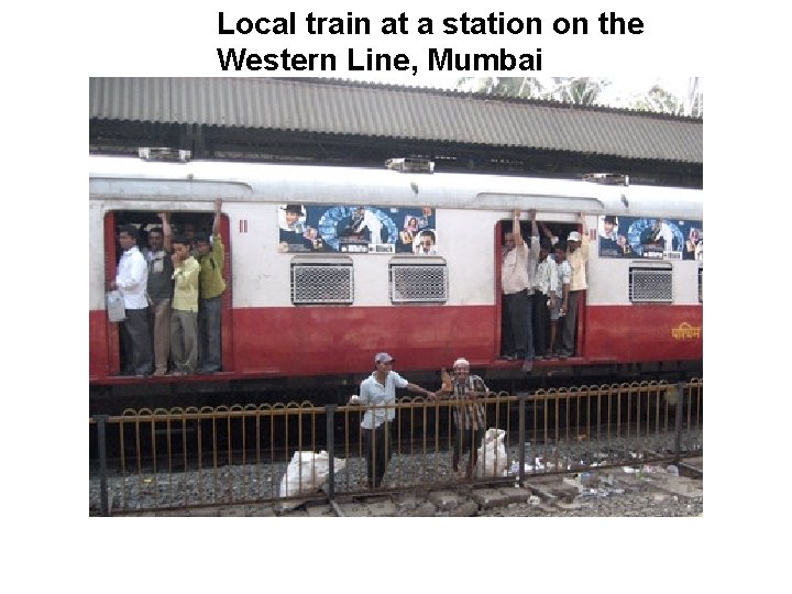 Local train at a station on the Western Line, Mumbai 