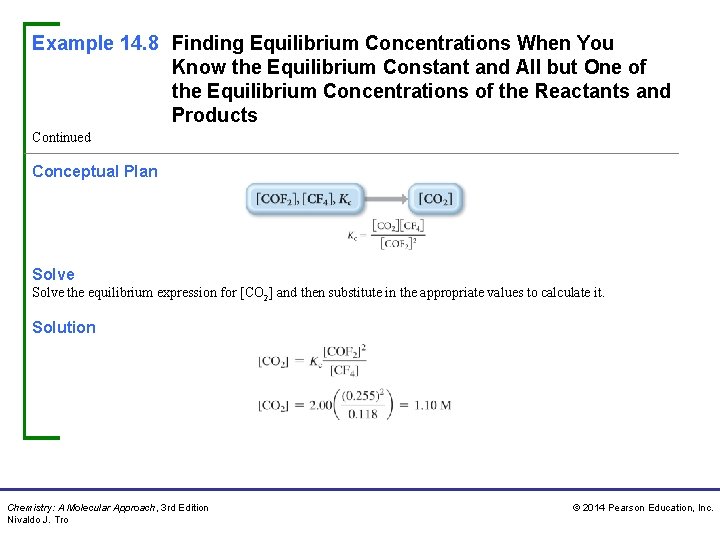 Example 14. 8 Finding Equilibrium Concentrations When You Know the Equilibrium Constant and All