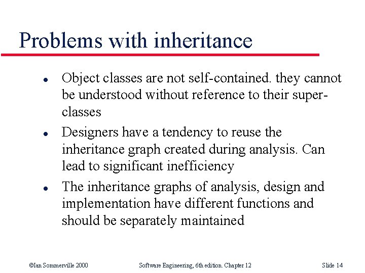 Problems with inheritance l l l Object classes are not self-contained. they cannot be