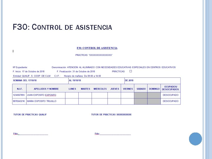 F 30: CONTROL DE ASISTENCIA 