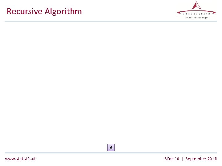 Recursive Algorithm A www. statistik. at Slide 10 | September 2018 