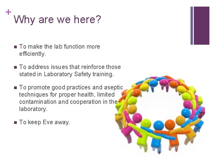 + Why are we here? n To make the lab function more efficiently. n