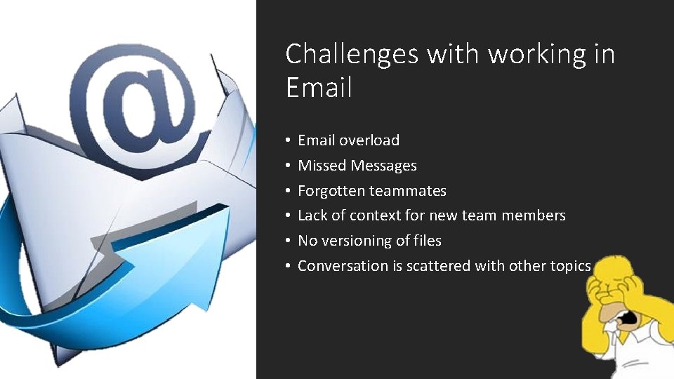 Custom Master Pages Challenges with working in Email • • • Email overload Missed