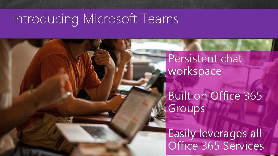 Introducing Microsoft Teams Custom Master Pages Persistent chat workspace Built on Office 365 Groups