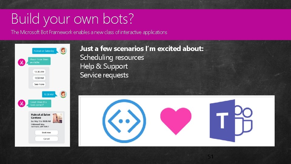 Build your own bots? Custom The Microsoft Bot Framework enables a new class of