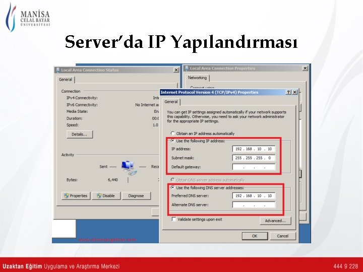 Server’da IP Yapılandırması 