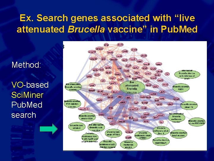 Ex. Search genes associated with “live attenuated Brucella vaccine” in Pub. Med Method: VO-based