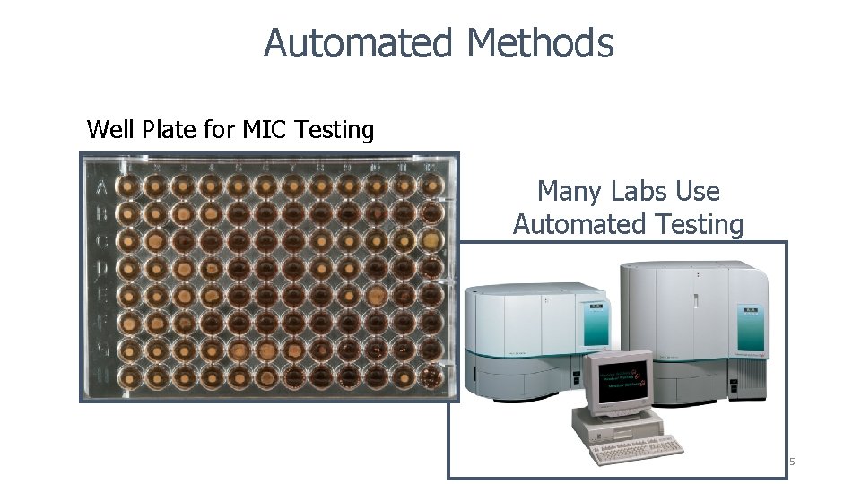Automated Methods Well Plate for MIC Testing Many Labs Use Automated Testing 5 