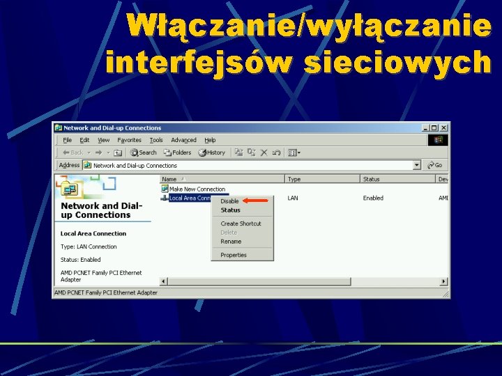 Włączanie/wyłączanie interfejsów sieciowych 