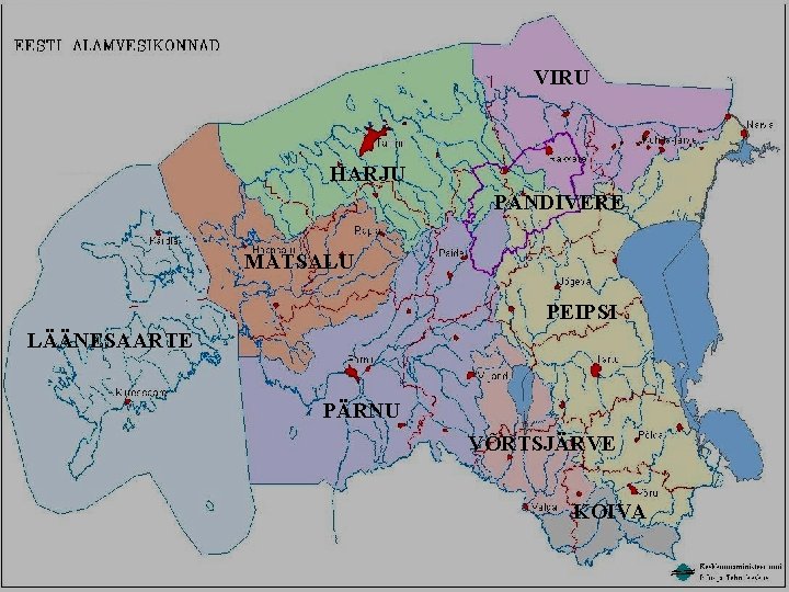 VEESTIKU ALAMVESIKONNAD VIRU HARJU PANDIVERE MATSALU PEIPSI LÄÄNESAARTE PÄRNU VÕRTSJÄRVE KOIVA 