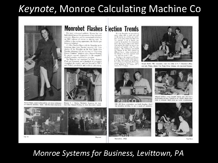 Keynote, Monroe Calculating Machine Co Monroe Systems for Business, Levittown, PA 