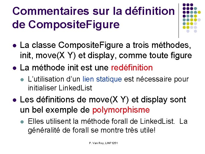 Commentaires sur la définition de Composite. Figure l l La classe Composite. Figure a