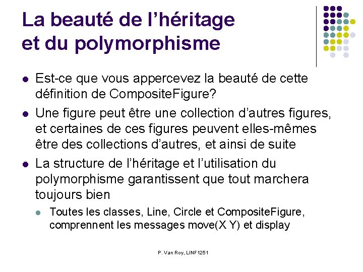 La beauté de l’héritage et du polymorphisme l l l Est-ce que vous appercevez