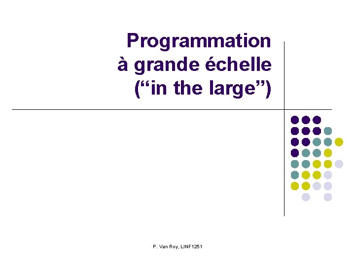 Programmation à grande échelle (“in the large”) P. Van Roy, LINF 1251 