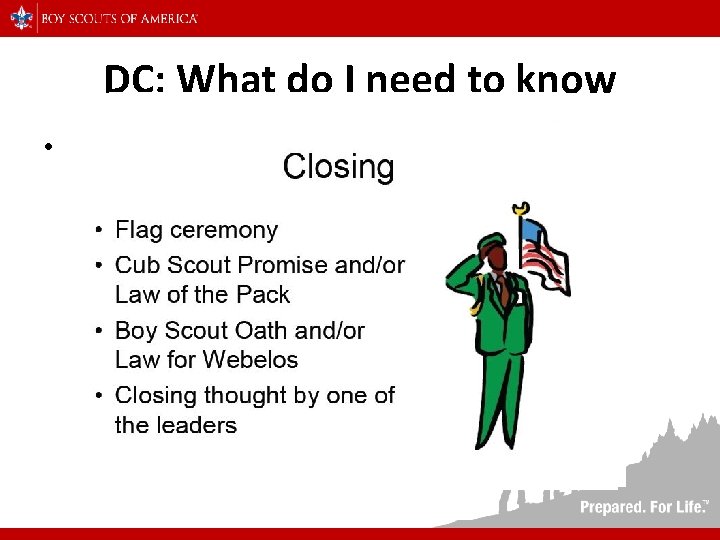 DC: What do I need to know • Parts of the Den Meeting •