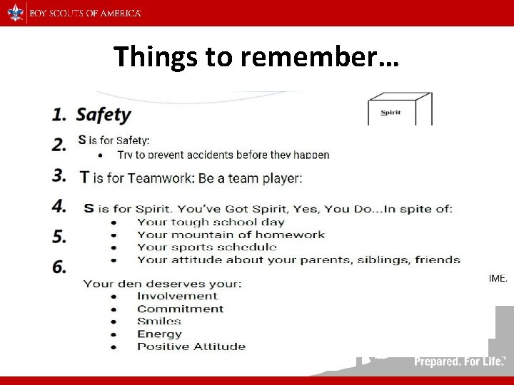 Things to remember… 